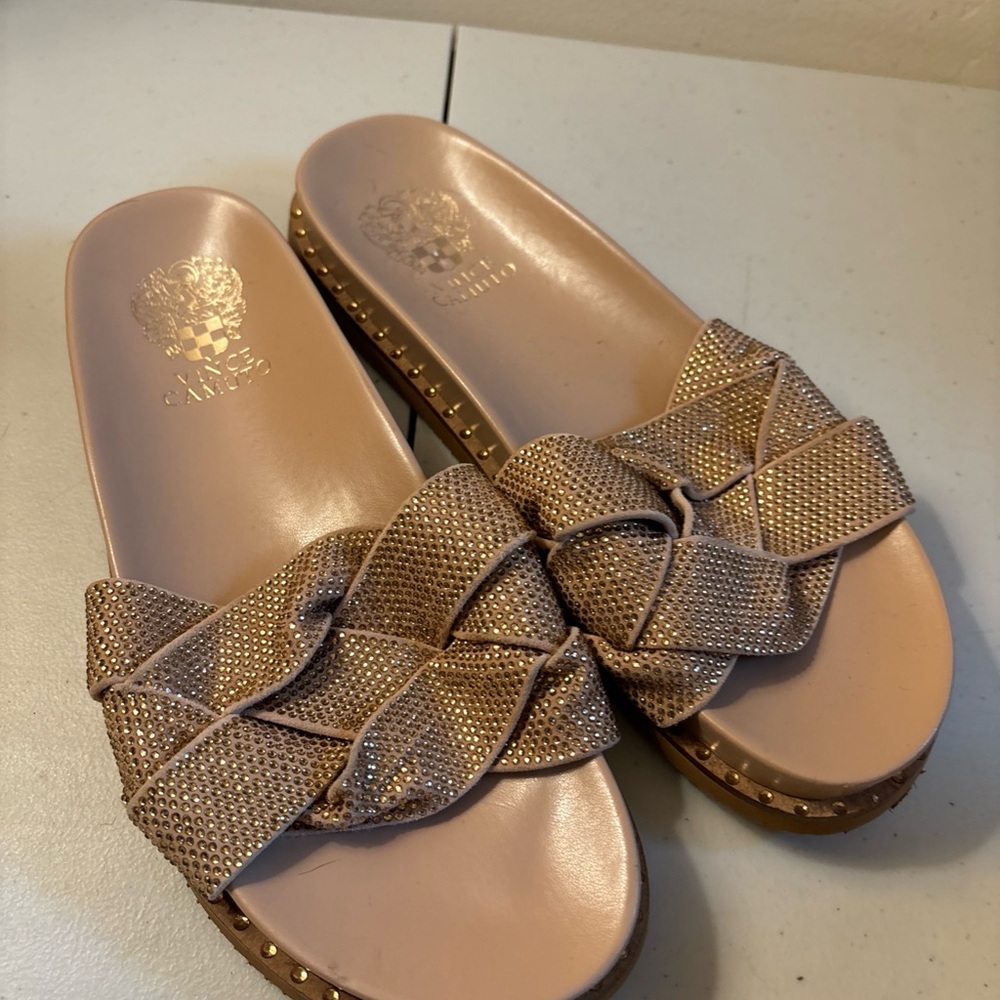 Women Summer Gold Slide Sandals Vince Camuto